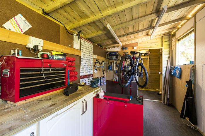 Cycle workshop and secure storage at Edale House B&B